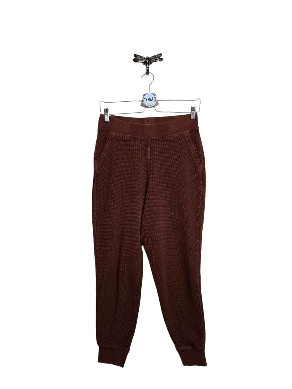 Pact Thermal Waffle Knit Jogger Pants Brown Organic Cotton M